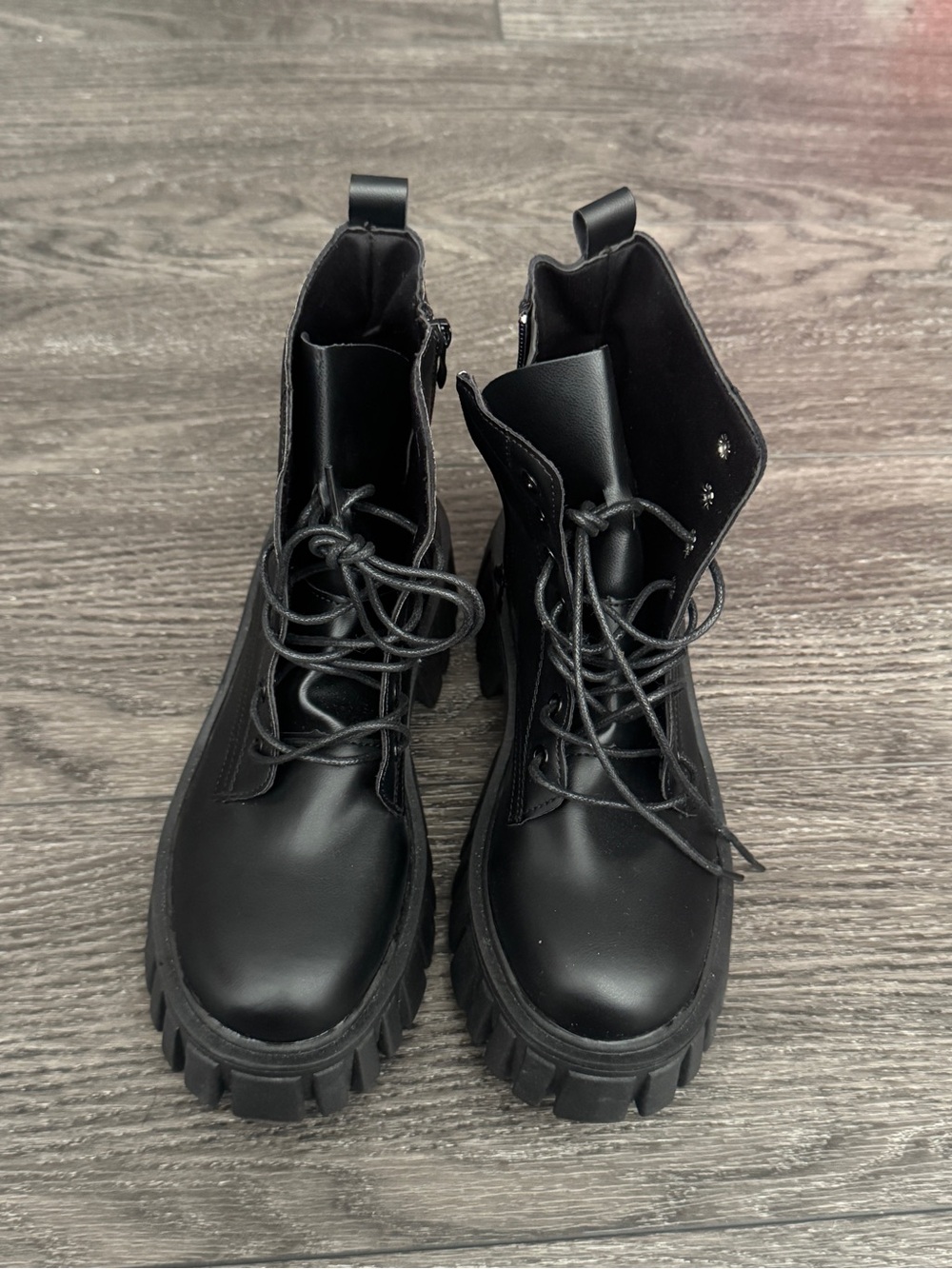 Women’s Black Chunky Lace-Up Combat Boots